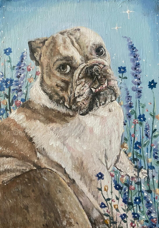 Blue!! - Commissioned Pet Portrait, 5"x7", Oil on canvas, 2025