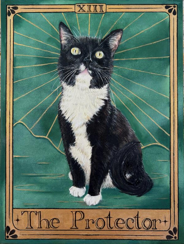 The Protector- Commissioned Pet Portrait, 12"x16", Oil on canvas, 2025