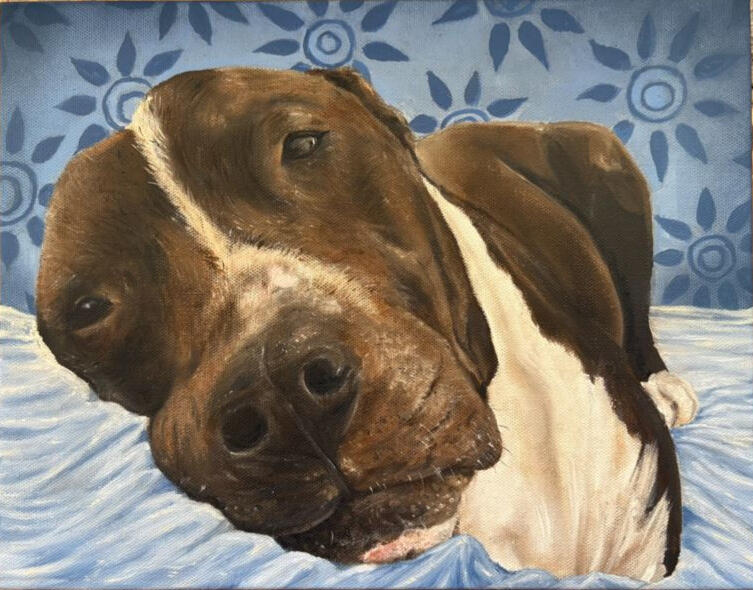 Sammie!! - Commissioned Pet Portrait, 15"x10", Oil on canvas, 2025