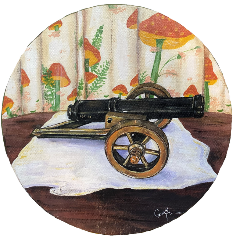"F&F Canon '63" Gift for my Grandpa-- Acrylic on Canvas 10" diameter, 2024