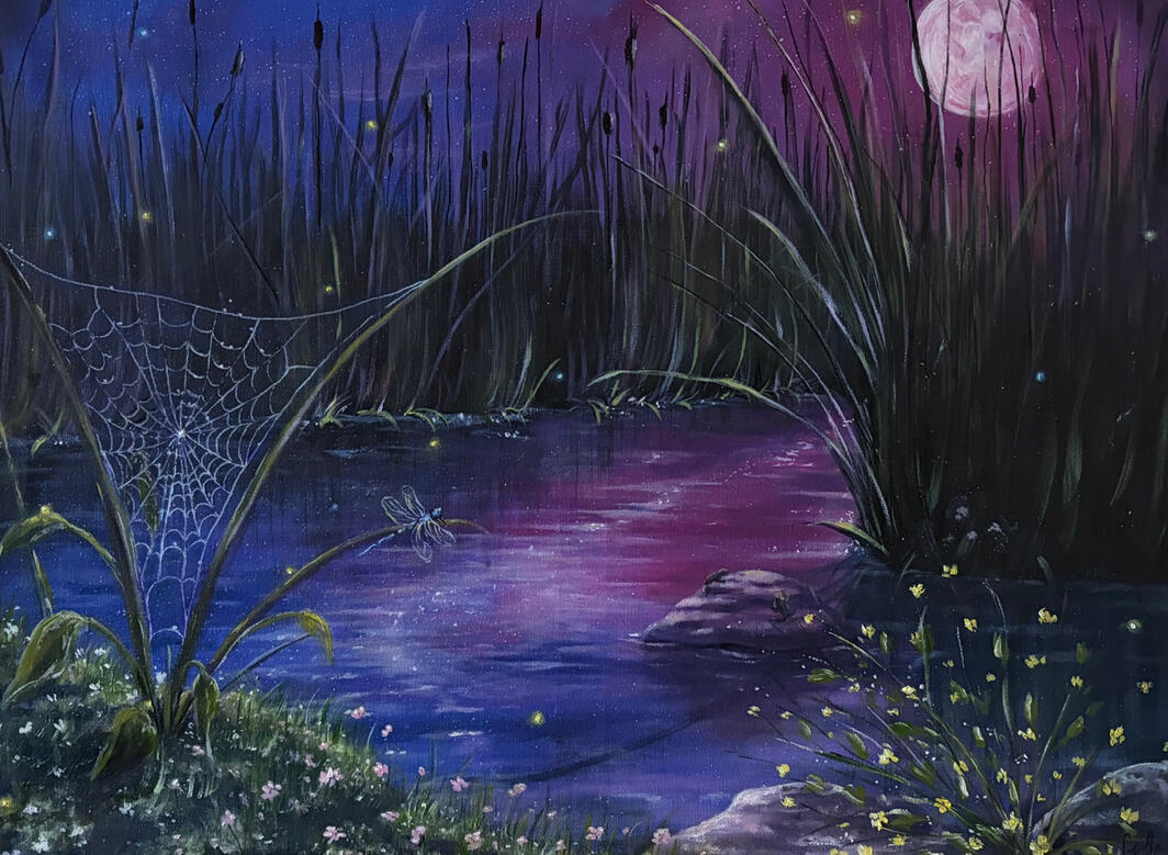 Night in the Oasis, 20"x16" Oil on Canvas, 2026