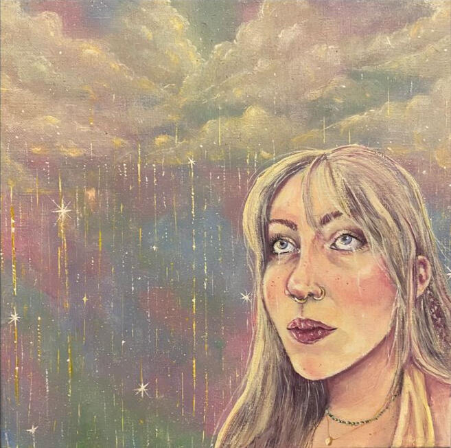 Blinding Reality -- 12"x12" Oil on canvas, 2025