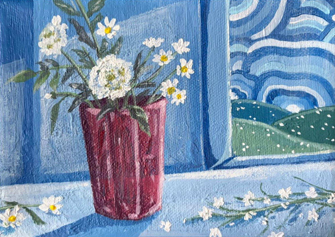 SOLD Flowers From the Field 5"x7" Acrylic on Canvas